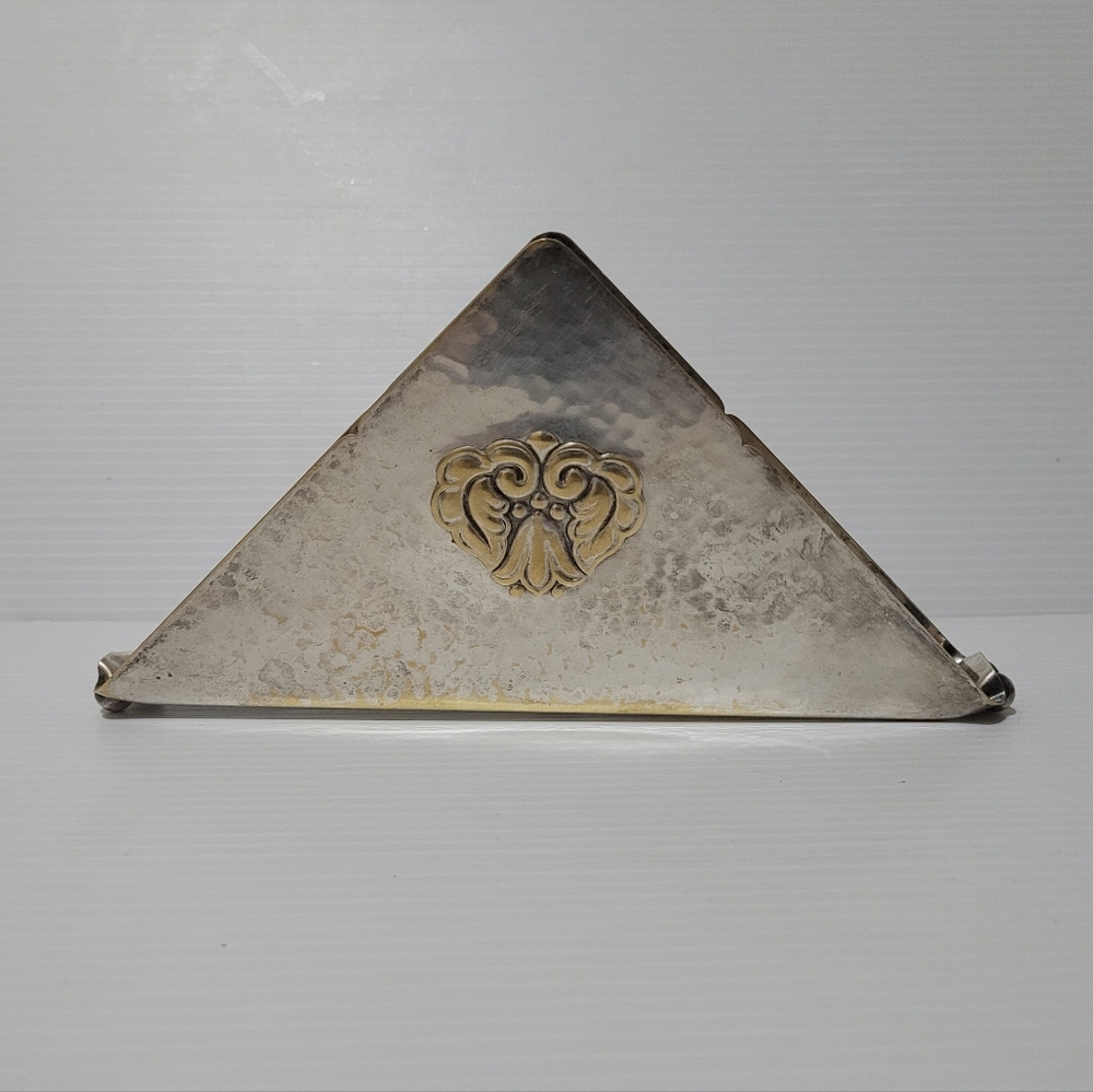 Antique Vintage Napkin Table Holder. Danish silverplate Marked H.F.